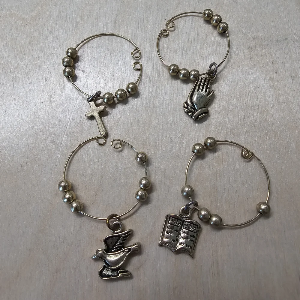 Elegant Silver Christian Flute/Wine Glass Charms‎